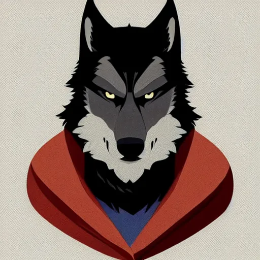 Prompt: portrait of a wolf wolfman wearing a robe, clean cel shaded vector art. shutterstock. behance hd by lois van baarle, artgerm, helen huang, by makoto shinkai and ilya kuvshinov, rossdraws, illustration,