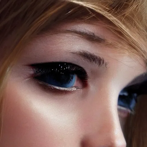 Image similar to A beautiful portrait of Daria Strokous as a model at Chanel fashion show as a model Spring/Summer 2010, highly detailed, in the style of cinematic, Milan fashion week backstage, Extreme close up, Makeup by Pat McGrath, Hair by Guido Palau