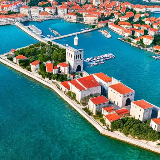 Prompt: aerial photography of zadar