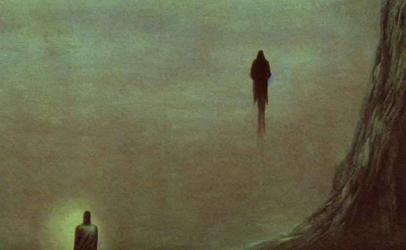 Image similar to film still from the move Avatar by Beksinski