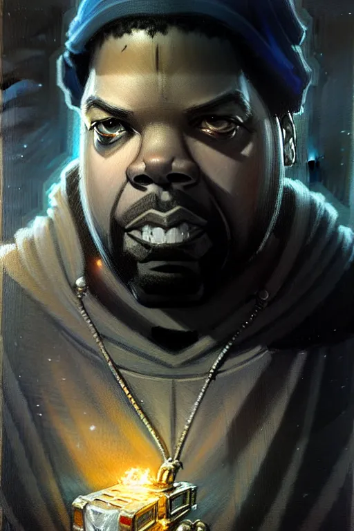 Prompt: ice cube by gaston bussiere bayard wu, greg rutkowski, giger, maxim verehin, drew struzan