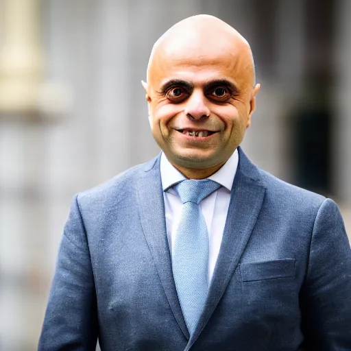 Prompt: A realistic photo of Sajid Javid wearing a wig, m.zuiko 75mm, f 1.8, 1/400, RAW, unedited, 8K, high quality,