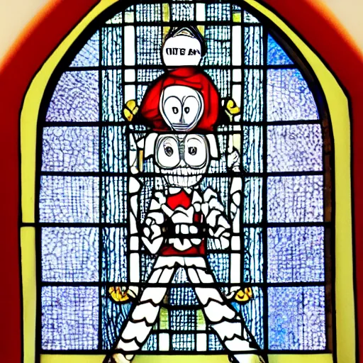 Prompt: jack skelington as a church window, richly collided and detailed