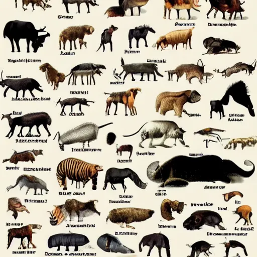 Prompt: list of common animals