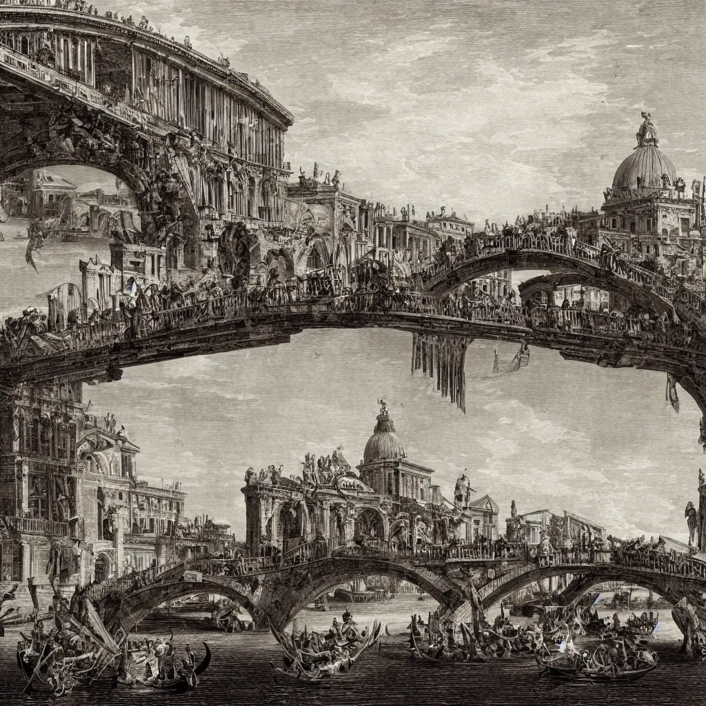 Image similar to the bridges of venice by piranesi