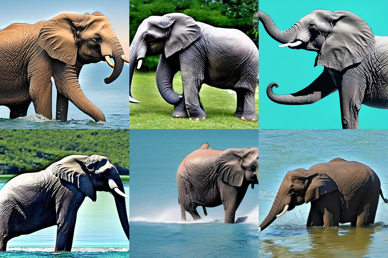 Prompt: combination of elephant and dolphin