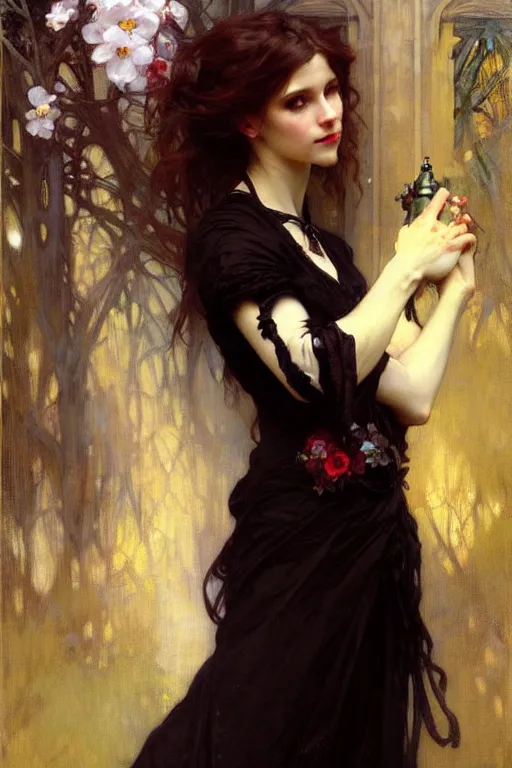 Image similar to gothic lady, painting by daniel gerhartz, alphonse mucha, bouguereau, detailed art, artstation