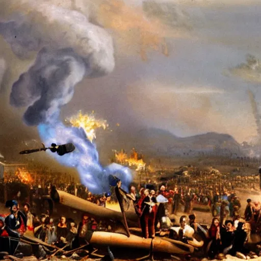 Prompt: George H.W. Bush destroys Iraq, oil on canvas, 1843