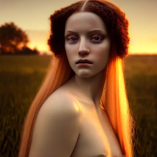 Image similar to photographic portrait of a stunningly beautiful renaissance emo female maiden in soft dreamy light at sunset, contemporary fashion shoot, by edward robert hughes, annie leibovitz and steve mccurry, david lazar, jimmy nelsson, breathtaking, 8 k resolution, extremely detailed, beautiful, establishing shot, artistic, hyperrealistic, beautiful face, octane render