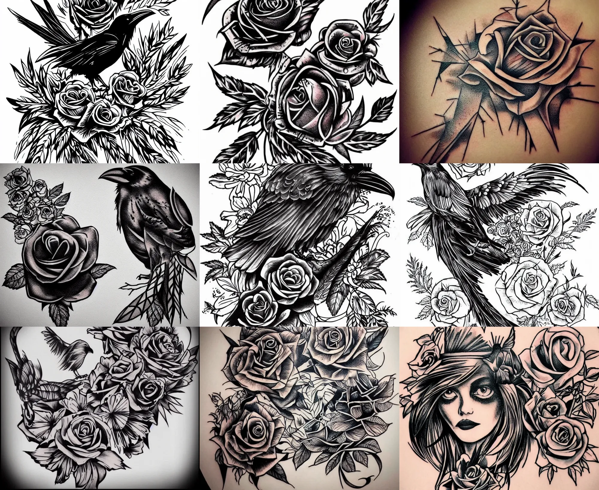 Raven and Roses Tattoo | Art Tattoo