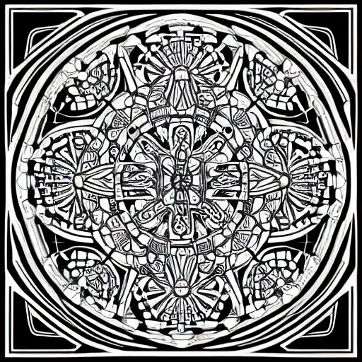 Prompt: intricate, lots of parts, high detail, sacred geometry, line art