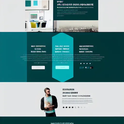 Image similar to contemporary landing page design for a freelance designer, teal and black colour palette, template layout, graphic design