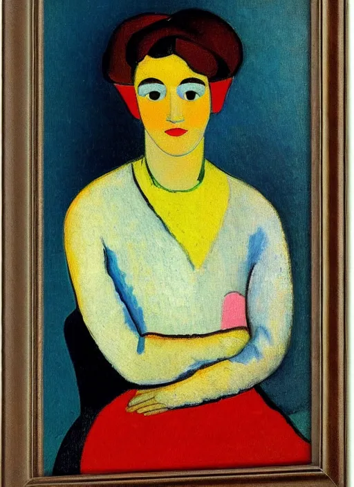 Image similar to a portrait of a pretty young lady by alexej von jawlensky