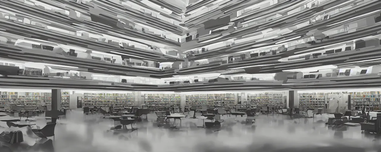 Prompt: The central atrium In the galactic library. Minimalistic, clean lines. Trending on artstation.