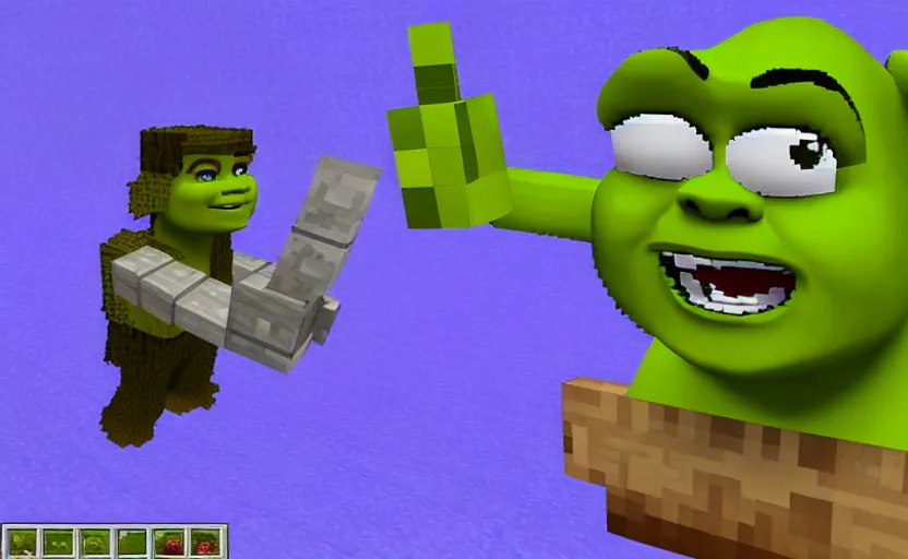 Image similar to shrek minecraft