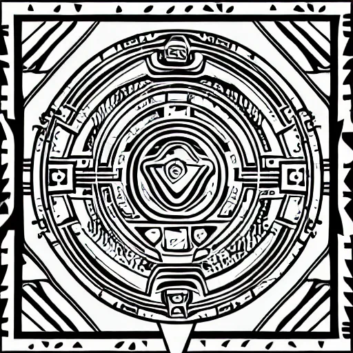 Image similar to retrofuture in the Aztec civilization, line vector Art