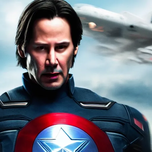 Image similar to Keanu reeves as Captain America 4K quality super realistic