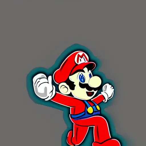 Prompt: fan artwork of mario, videogame art, limited color palette, black tones