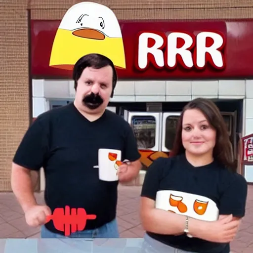 Image similar to if bob belcher from tv show bob's burgers was real and worked at burger king