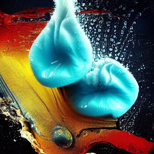 Image similar to a raindrop falling into a lake full of water, digital art of alberto seveso