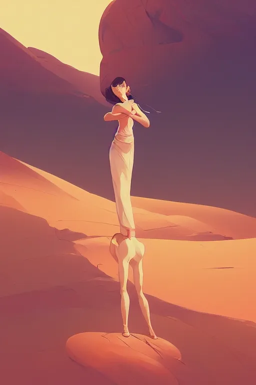 Image similar to single hermit in the desert, smooth face, centered median photoshop filter cutout vector behance hd by artgerm, jesper ejsing, by rhads, makoto shinkai and lois van baarle, ilya kuvshinov, rossdraws, illustration, art by ilya kuvshinov and gustav klimt