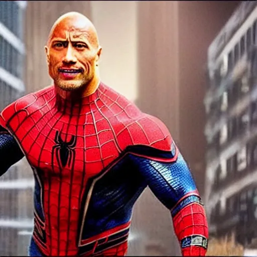 Image similar to dwayne johnson as spiderman