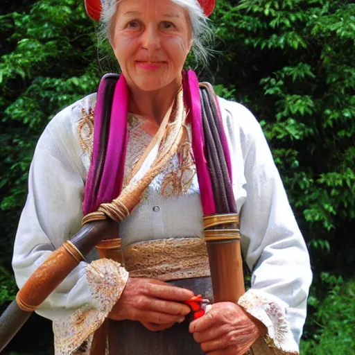 Image similar to a woman holding a kanabo