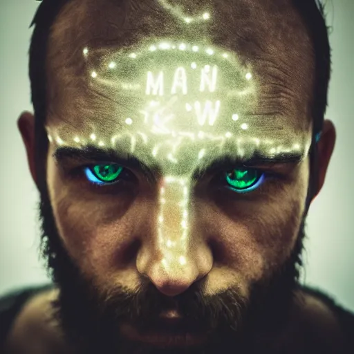 Image similar to man with glowing eyes