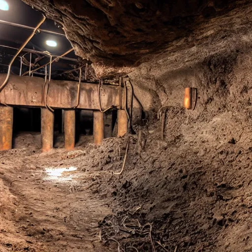 Image similar to underground mine with rusty pipes