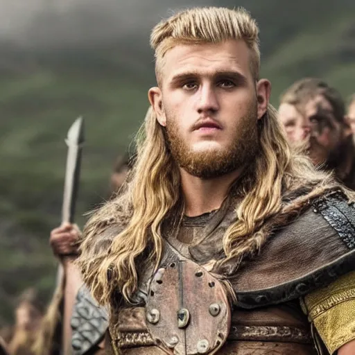 Prompt: jake paul in vikings 4 k detailed super realistic