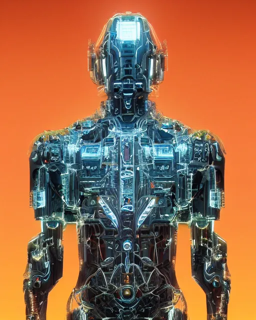 Image similar to cyborg man in suit. intricate abstract. intricate artwork. by tooth wu, wlop, beeple, dan mumford. trending on artstation, greg rutkowski very coherent symmetrical artwork. cinematic, hyper realism, high detail, octane render, 8 k, iridescent accents