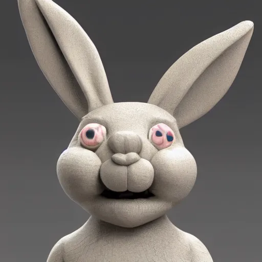 Image similar to an award winning clay sculpture of a funny bunny made by michelangelo in times square, 3 d render, hyper detailed, sharp focus, 8 k resolution