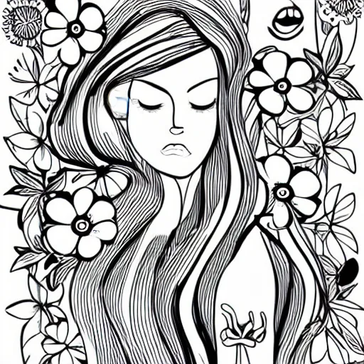 Image similar to Elegant women's faces in one line art style with flowers.Continuous line art in minimalistic style for prints, tattoos, posters, textile, cards etc. Beautiful female fashion face Vector