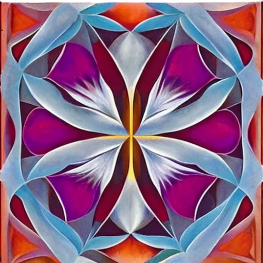 Prompt: georgia o'keeffe symmetry