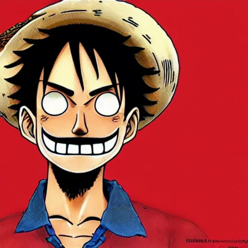 Prompt: [ luffy mustache ] ( by kim jung gi ) ( by george morikawa ) ( by eiichiro oda )