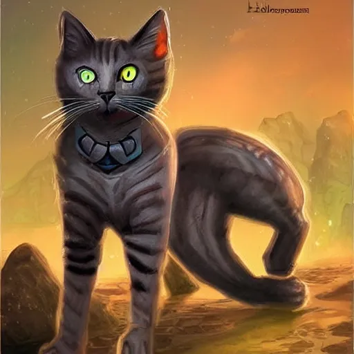 Image similar to a necromancer cat, fantasy art