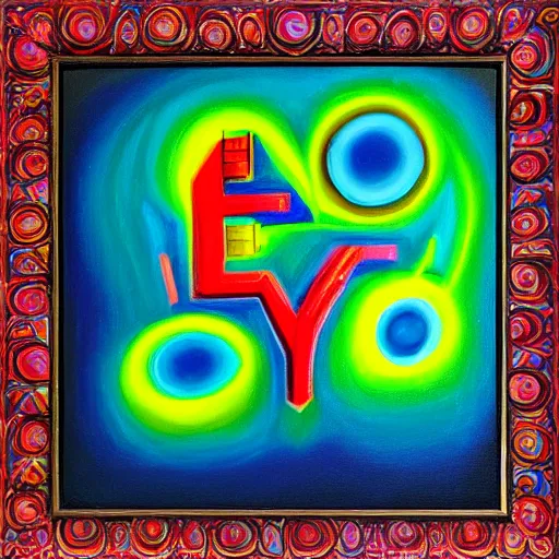 Image similar to love and the first law of thermodynamics, oil painting, vivid, psychedelic