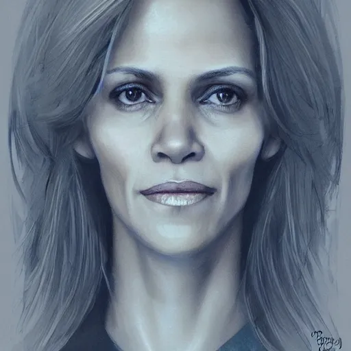 Image similar to portrait of maci holloway, first woman elected as president in usa, cold but beautiful, about 3 5 years old, highly detailed, mix of halle berry and julia roberts, artstation hd, deviantart, by artgem, greg rutkowski