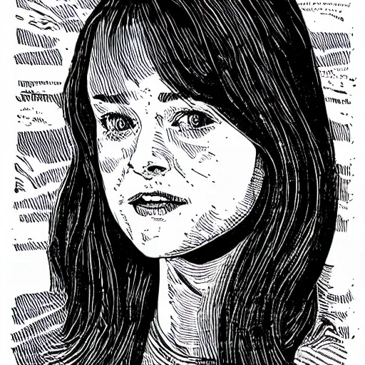 Image similar to portrait of young alexis bledel, line art, engraving illustration, woodcut illustration