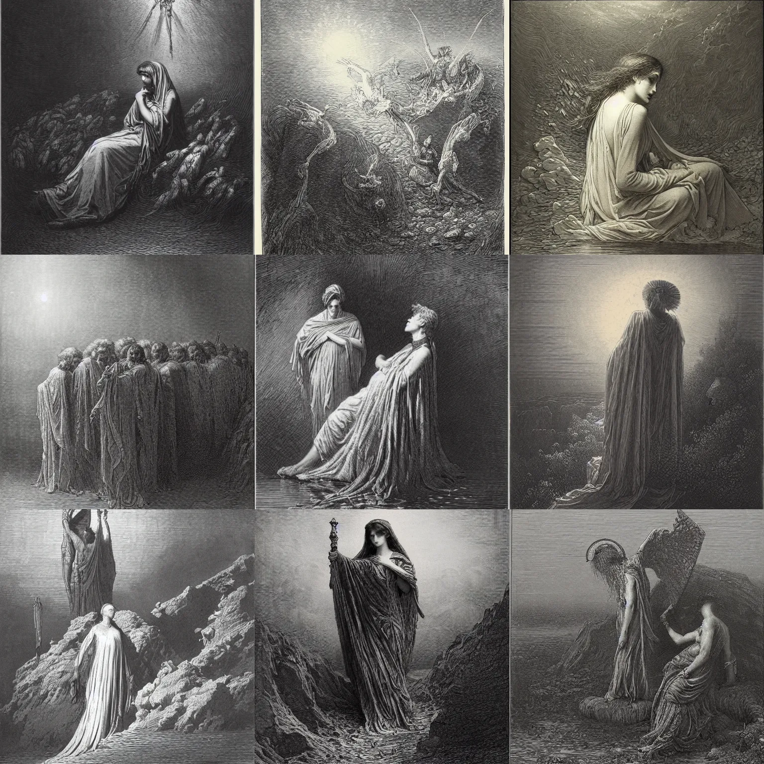 Image similar to an artwork by gustave dore