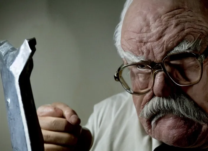 Prompt: wilford brimley as michael myers, movie still, from the new halloween kills movie, 8 k, realistic