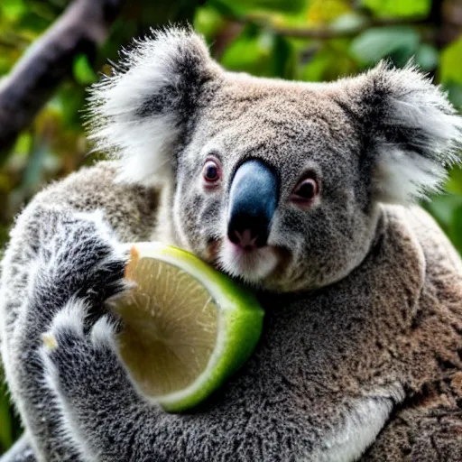 Prompt: koala eating tacos