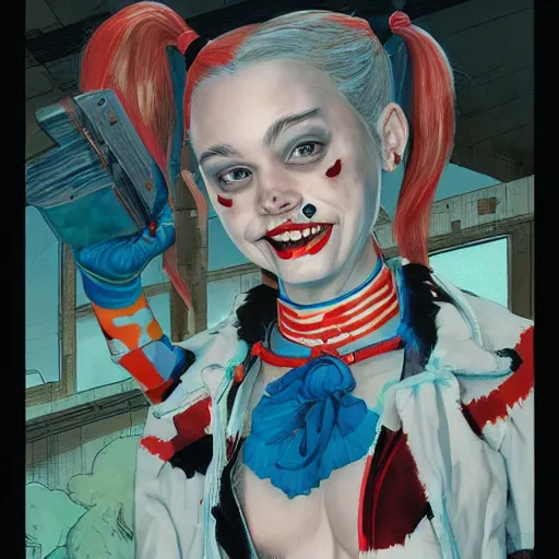 Prompt: Harley Quinn as a young ape kid, illustration, comic, by James Jean, by John Coltrane and Marc Simonetti, high detail of the face, full body