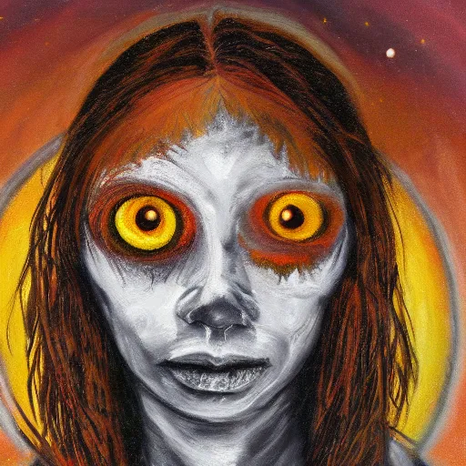 Image similar to terrible eyes from another world look out of the darkness, oil painting, 4k, 8k ,
