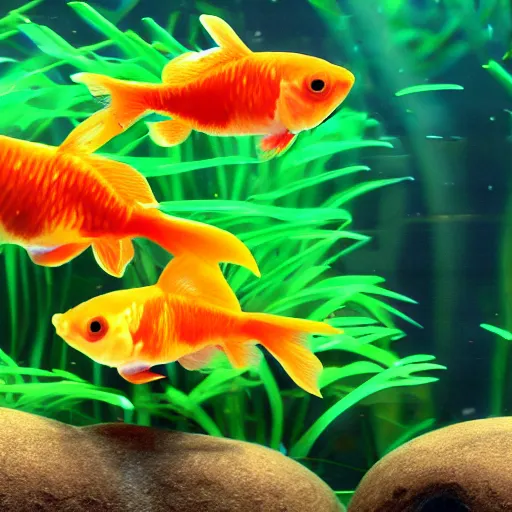 Prompt: a video frame from a nature film about the secret life of pet goldfish, ultra realistic, high definition