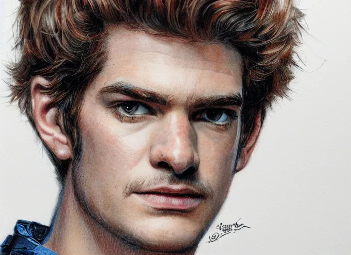 Image similar to a highly detailed beautiful portrait andrew garfield spidey, james gurney, james jean