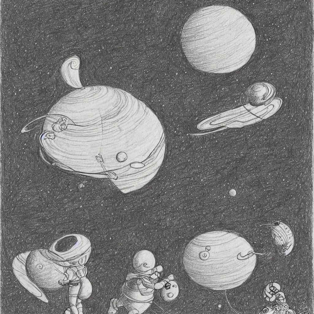 Image similar to drawing of saturn, cute, art print, lithography, baby room, by elsa beskow