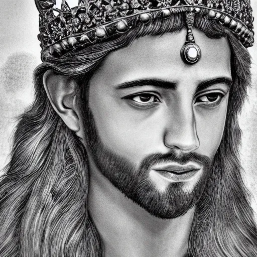 Prompt: Award Winning Highly Detailed Portrait Photo of beautiful Mythological King Royally with hyper-defined features