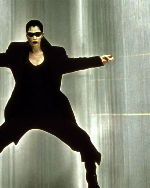 Prompt: a movie still of The Matrix starring Michael Jackson as the Neo, 8k, Technicolor, telephoto lens, medium shot, mid-shot