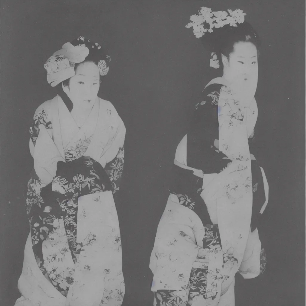 Prompt: Portrait Photograph of a Japanese Geisha Kodak X-Ray Film